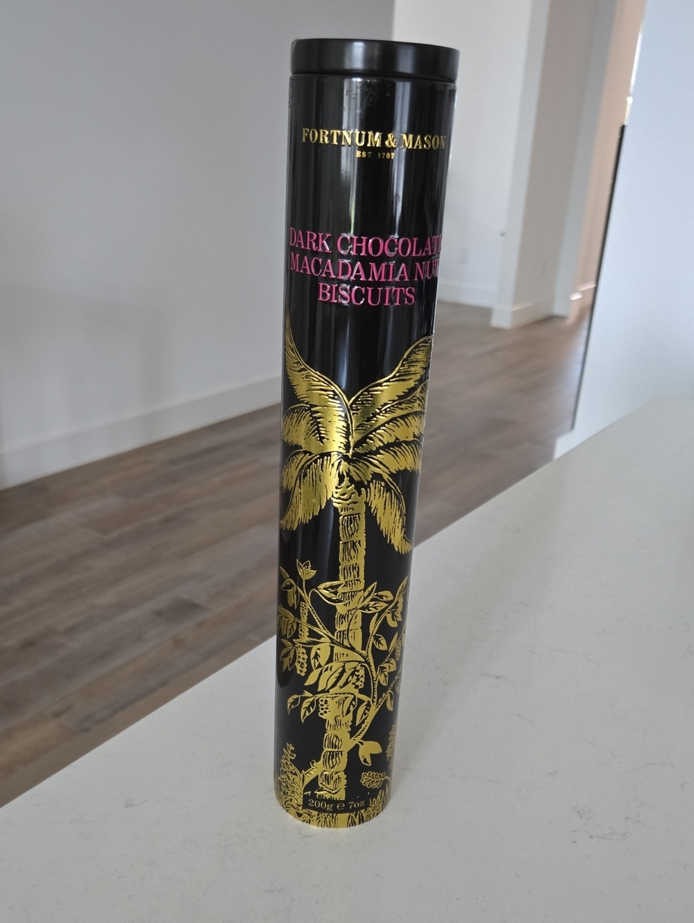 FORTNUM AND MASON Decrotive Tin Biscuit Tin Brwn &Gold Palm Tree Empty Container